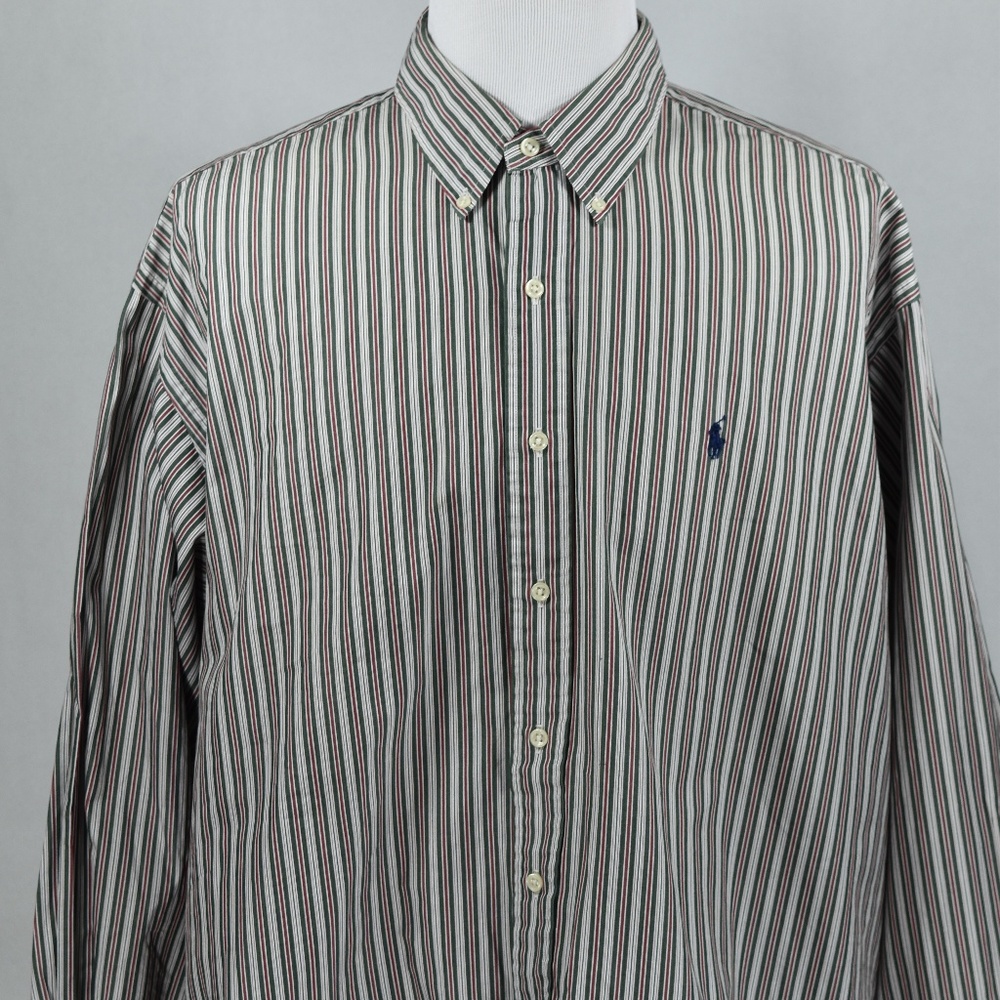 Ralph Lauren Mens Blake Green/Red Stripe XXL LSS